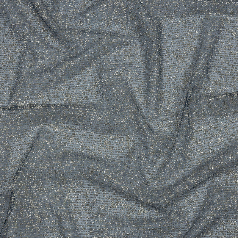 Glitter Tulle - Evening Blue and Silver Abstract Striations - Flare Collection