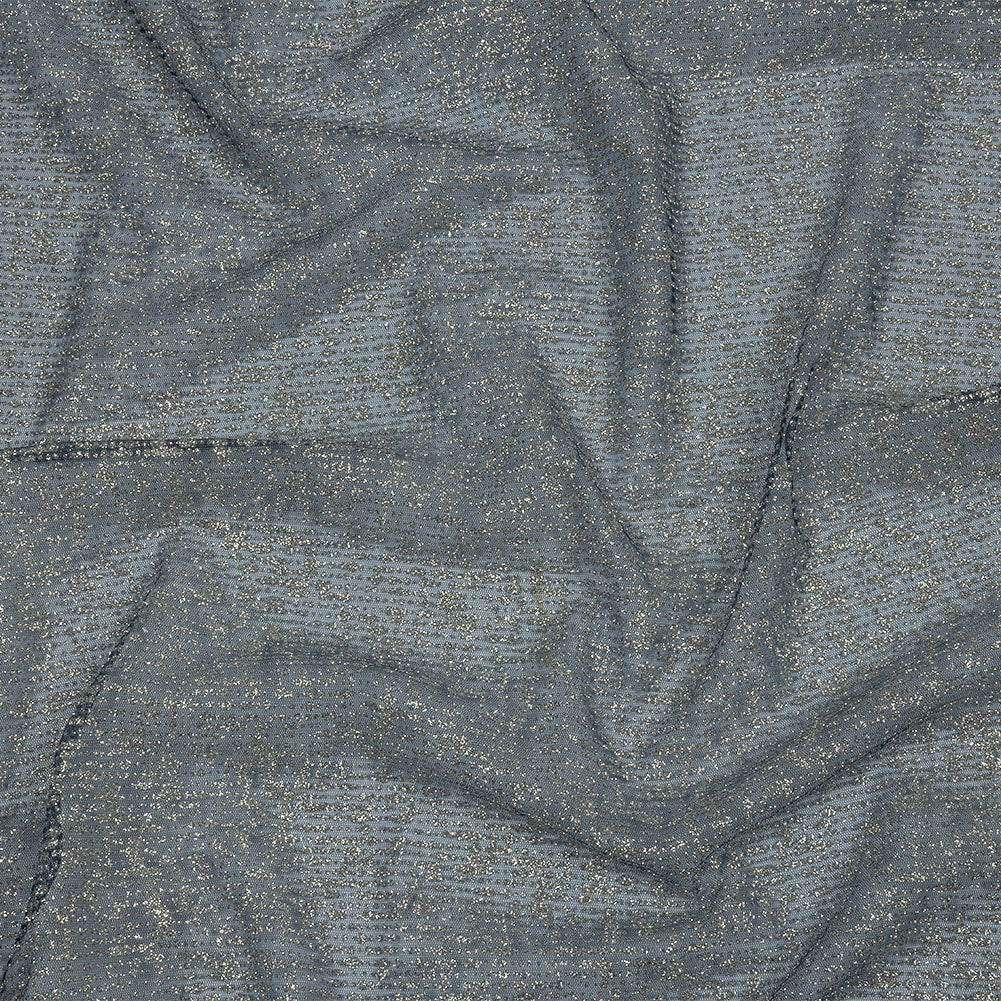 Glitter Tulle - Evening Blue and Silver Abstract Striations - Flare Collection
