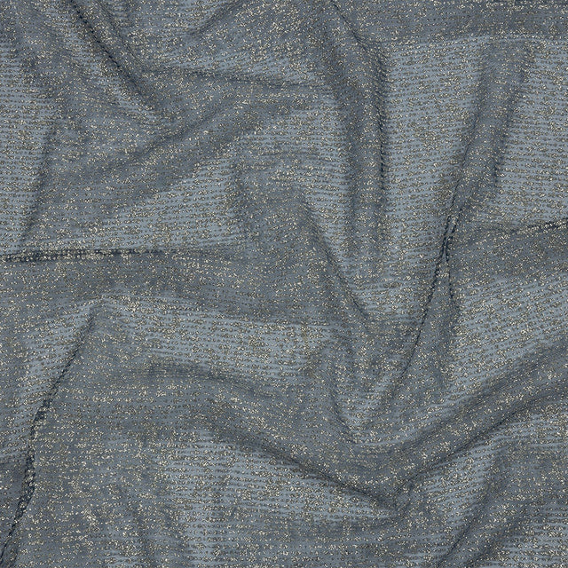 Glitter Tulle - Evening Blue and Silver Abstract Striations - Flare Collection