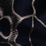 Metallic Rose Gold and Navy Outlined Florals Luxury Brocade