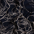 Metallic Rose Gold and Navy Outlined Florals Luxury Brocade