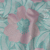 Metallic Teal and Lilac Tropical Flowers Luxury Brocade
