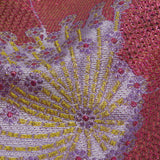Metallic Purple, Pink and Yellow Tropical Flowers Luxury Brocade
