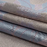 Metallic Rose Gold, Periwinkle and Lavender Tropical Flowers Luxury Brocade
