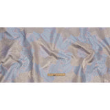 Metallic Rose Gold, Periwinkle and Lavender Tropical Flowers Luxury Brocade
