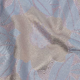Metallic Rose Gold, Periwinkle and Lavender Tropical Flowers Luxury Brocade