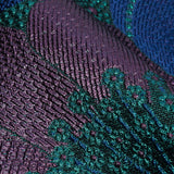Metallic Purple, Royal Blue and Teal Tropical Flowers Luxury Brocade