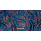 Metallic Purple, Royal Blue and Teal Tropical Flowers Luxury Brocade
