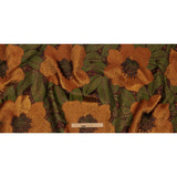 Metallic Orange, Olive and Black Tropical Flowers Luxury Brocade