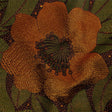 Metallic Orange, Olive and Black Tropical Flowers Luxury Brocade