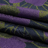 Metallic Navy, Lime and Lavender Tropical Flowers Luxury Brocade