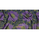 Metallic Navy, Lime and Lavender Tropical Flowers Luxury Brocade