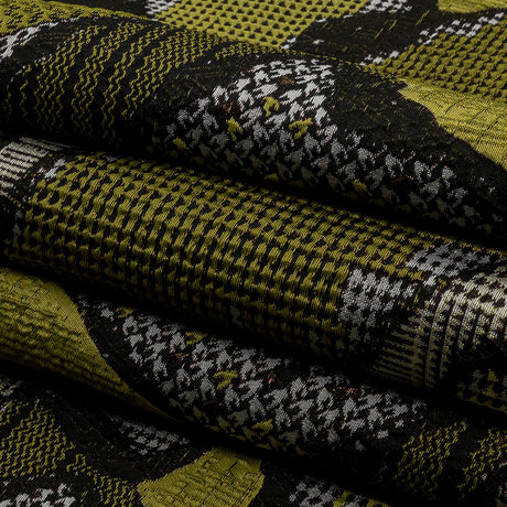 Metallic Black and Yellow Abstract Patchwork Luxury Brocade