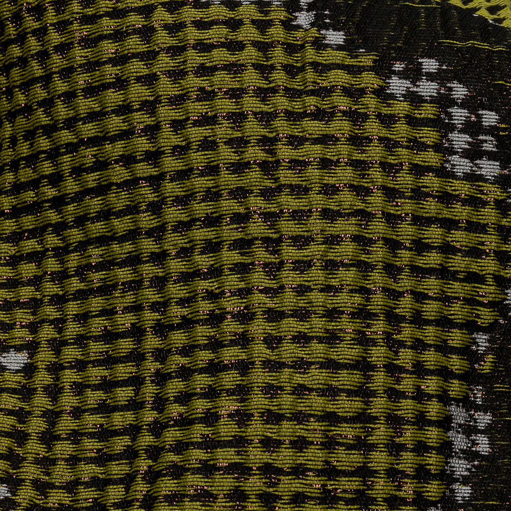 Metallic Black and Yellow Abstract Patchwork Luxury Brocade