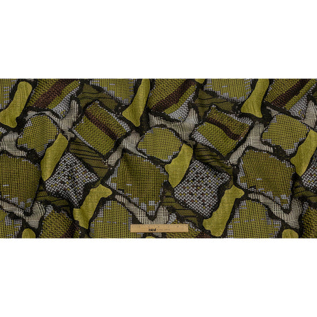 Metallic Black and Yellow Abstract Patchwork Luxury Brocade