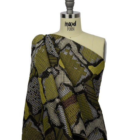 Metallic Black and Yellow Abstract Patchwork Luxury Brocade