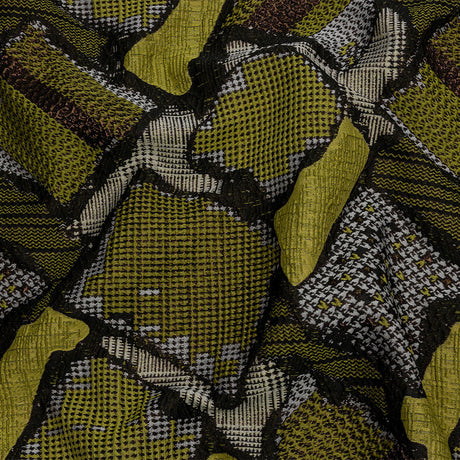 Metallic Black and Yellow Abstract Patchwork Luxury Brocade