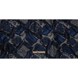 Metallic Navy, Black and Gray Abstract Patchwork Luxury Brocade
