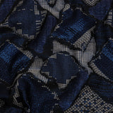 Metallic Navy, Black and Gray Abstract Patchwork Luxury Brocade