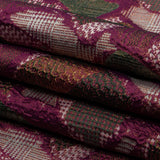 Metallic Gold, Magenta and Forest Abstract Patchwork Luxury Brocade