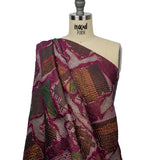 Metallic Gold, Magenta and Forest Abstract Patchwork Luxury Brocade