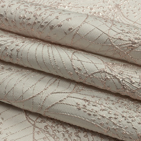 Metallic Rose Gold and Ivory Lines and Dots Luxury Brocade