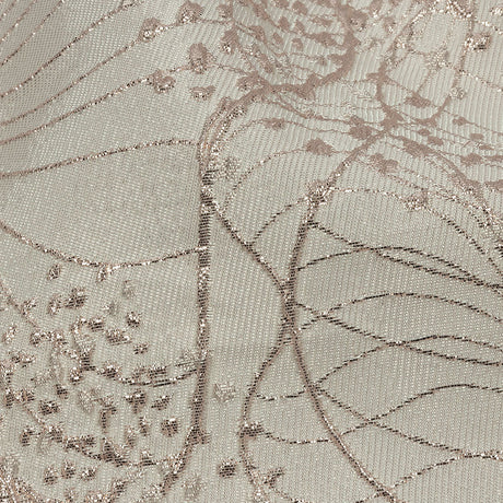 Metallic Rose Gold and Ivory Lines and Dots Luxury Brocade