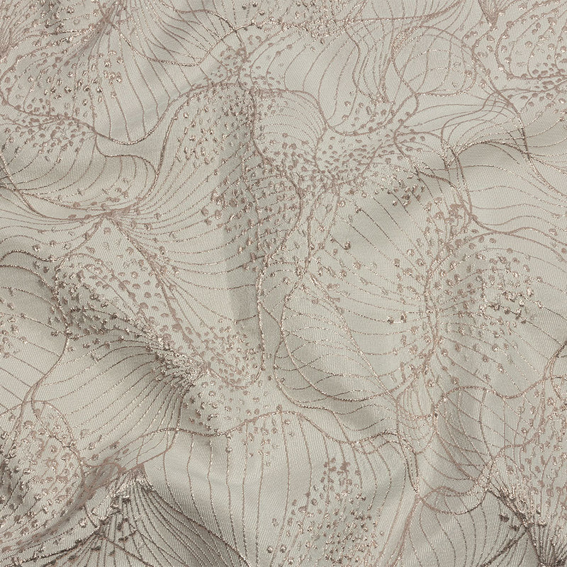 Metallic Rose Gold and Ivory Lines and Dots Luxury Brocade