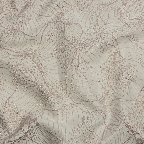 Metallic Rose Gold and Ivory Lines and Dots Luxury Brocade