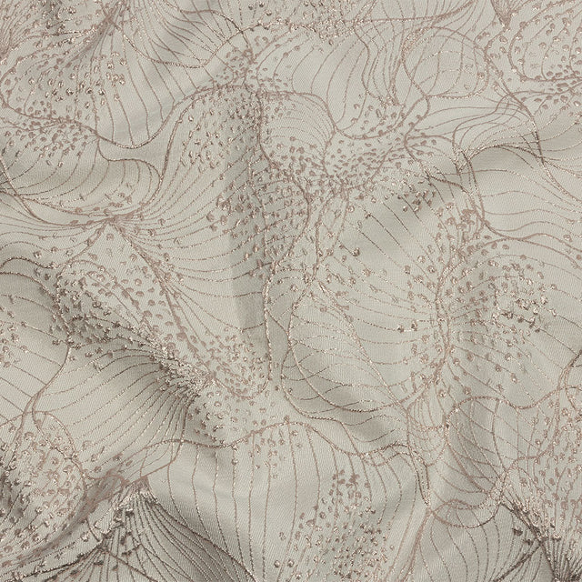 Metallic Rose Gold and Ivory Lines and Dots Luxury Brocade