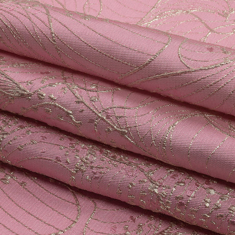 Metallic Gold and Pink Lines and Dots Luxury Brocade