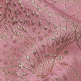 Metallic Gold and Pink Lines and Dots Luxury Brocade