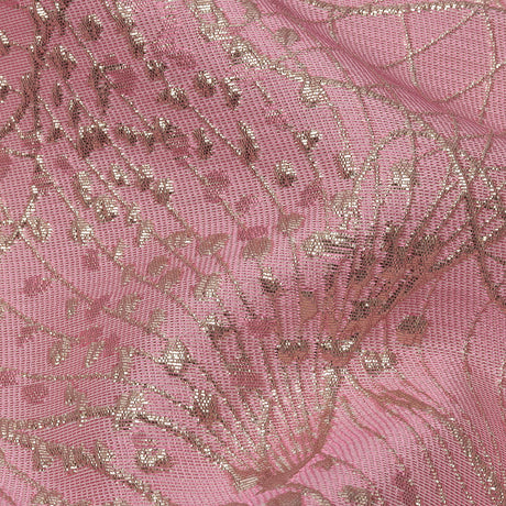 Metallic Gold and Pink Lines and Dots Luxury Brocade