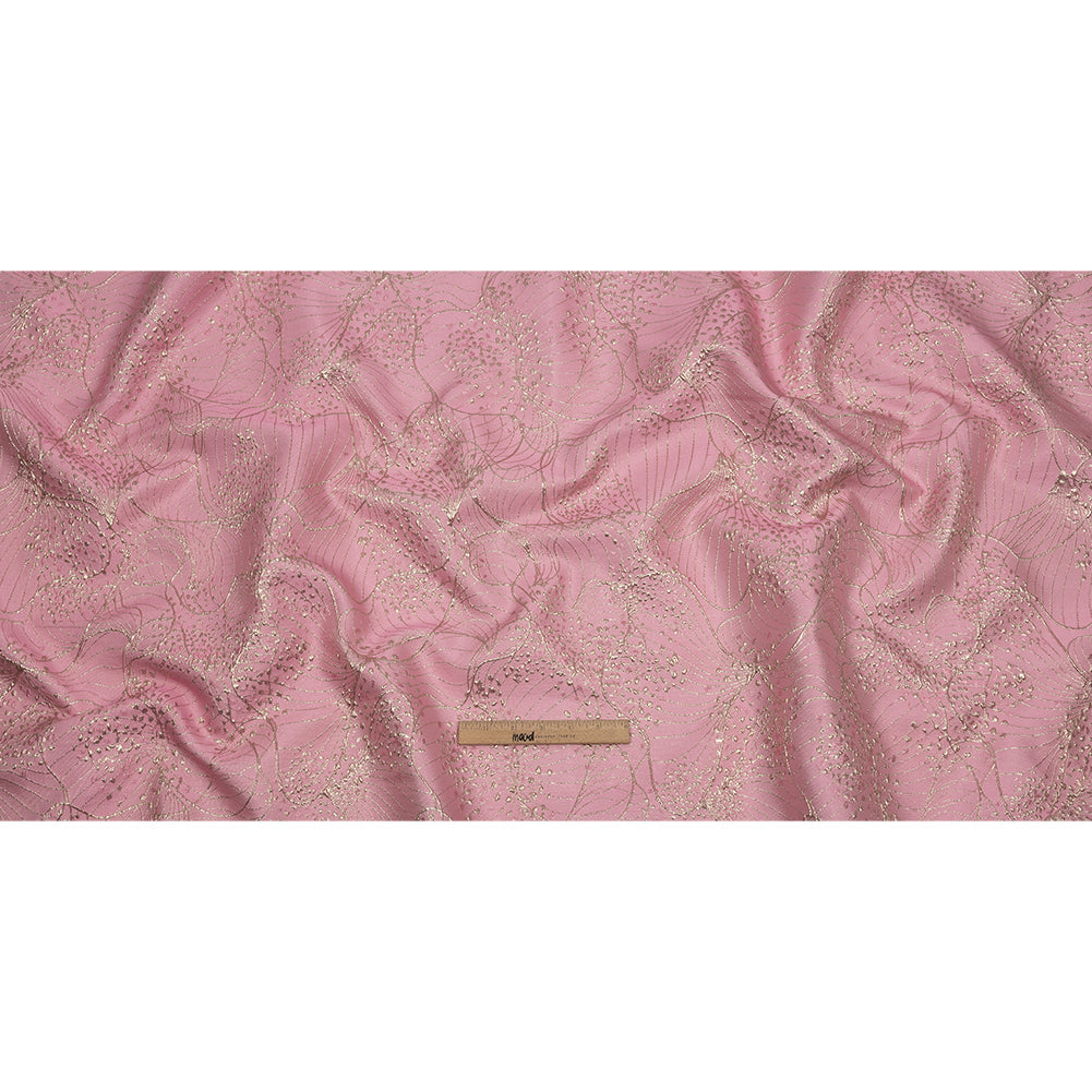 Metallic Gold and Pink Lines and Dots Luxury Brocade