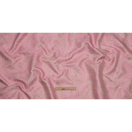 Metallic Gold and Pink Lines and Dots Luxury Brocade