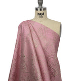 Metallic Gold and Pink Lines and Dots Luxury Brocade