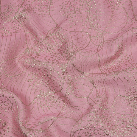 Metallic Gold and Pink Lines and Dots Luxury Brocade