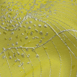 Metallic Silver and Lemon Lines and Dots Luxury Brocade