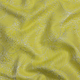 Metallic Silver and Lemon Lines and Dots Luxury Brocade