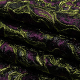 Metallic Lime, Black and Aubergine Smoky Swirls Luxury Brocade