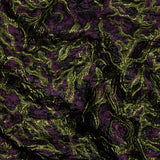 Metallic Lime, Black and Aubergine Smoky Swirls Luxury Brocade