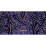 Metallic Royal Blue, Aubergine and Dark Gold Smoky Swirls Luxury Brocade