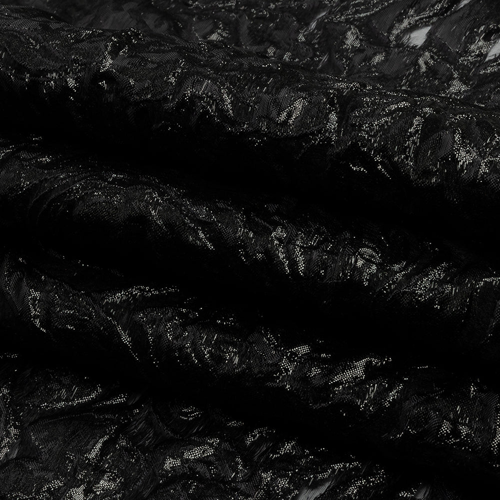 Metallic Black Smoky Swirls Luxury Brocade