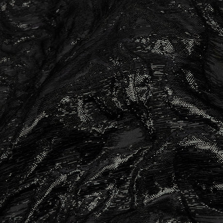 Metallic Black Smoky Swirls Luxury Brocade