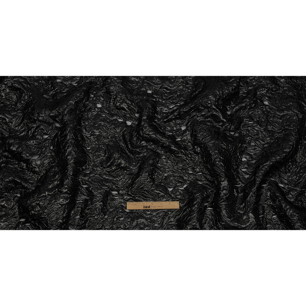 Metallic Black Smoky Swirls Luxury Brocade