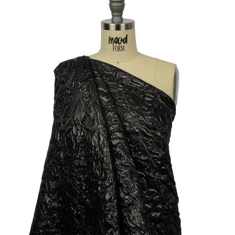 Metallic Black Smoky Swirls Luxury Brocade