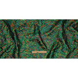 Metallic Green, Navy and Pumpkin Smoky Swirls Luxury Brocade