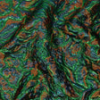 Metallic Green, Navy and Pumpkin Smoky Swirls Luxury Brocade