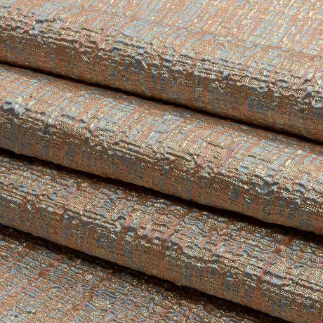 Metallic Gold, Pink and Pale Blue Crosshatched Lines Luxury Brocade
