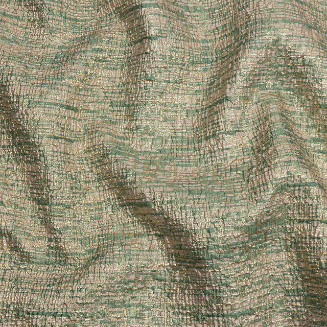 Metallic Gold, Seaglass and Pale Pink Crosshatched Lines Luxury Brocade